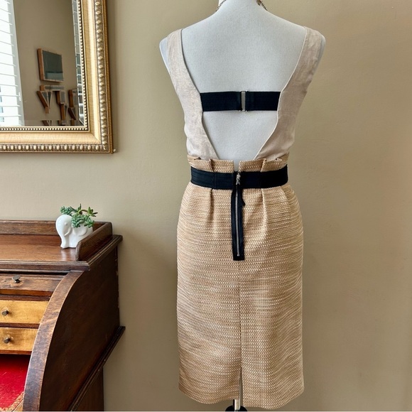 Vintage D&G Dolce & Gabbana Gold Metallic Tweed Sheath Dress Sleeveless Size 38 - Picture 7 of 14